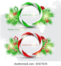 Abstract glossy speech bubble with Christmas candy. Vector background