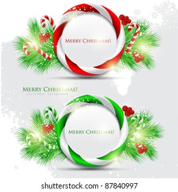 Abstract glossy speech bubble with Christmas candy. Vector background