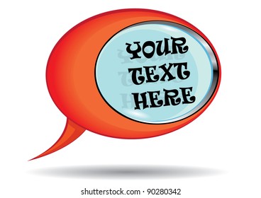 Abstract glossy speech glossy bubble isolated on white. Vector illustration.