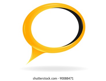 Abstract glossy speech bubble on white. Vector illustration.