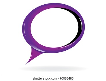 Abstract glossy speech bubble on white. Vector illustration.