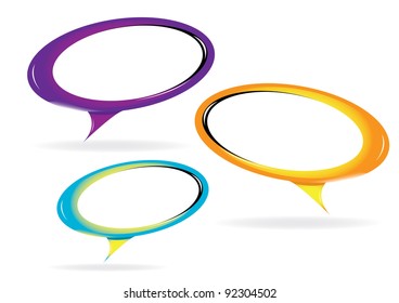 Abstract glossy speech bubbles set on white. Icon web vector illustration.