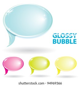 Abstract glossy speech bubbles set on white. Icon web vector illustration.