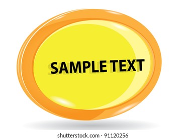 Abstract glossy speech orange 3d bubble on white. Vector illustration.