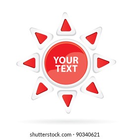 Abstract glossy speech red sun-bubble  on white. Vector illustration.