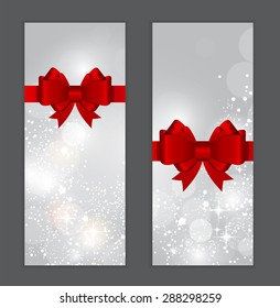 Abstract Glossy Star Background with Bow and Ribbon Vector Illustration EPS10