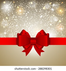 Abstract Glossy Star Background with Bow and Ribbon Vector Illustration EPS10