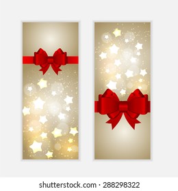 Abstract Glossy Star Background with Bow and Ribbon Vector Illustration EPS10