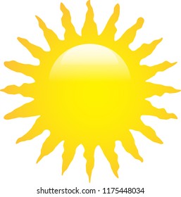 Abstract glossy sun shining with zigzag rays isolated on white background. Vector illustration