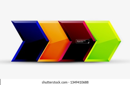 Abstract glossy techno arrows background, vector illustration