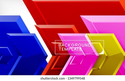 Abstract glossy techno arrows background, vector illustration