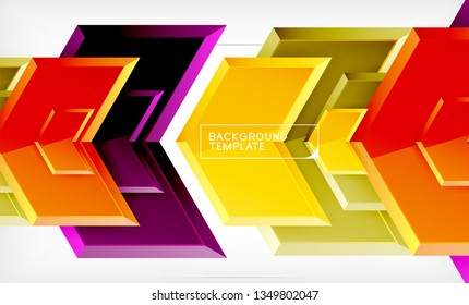 Abstract glossy techno arrows background, vector illustration