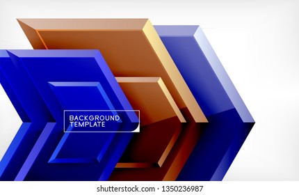 Abstract glossy techno arrows background, vector illustration