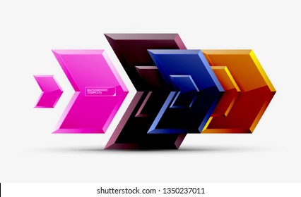 Abstract glossy techno arrows background, vector illustration