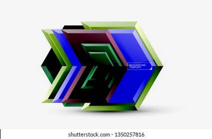 Abstract glossy techno arrows background, vector illustration