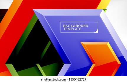 Abstract glossy techno arrows background, vector illustration