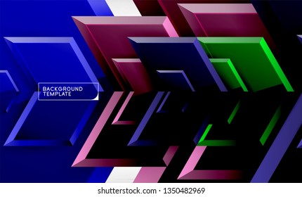 Abstract glossy techno arrows background, vector illustration