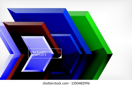 Abstract glossy techno arrows background, vector illustration