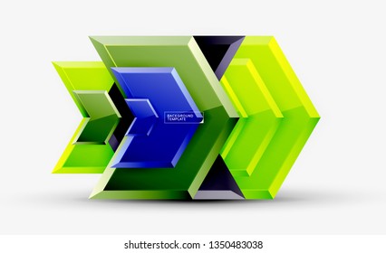 Abstract glossy techno arrows background, vector illustration