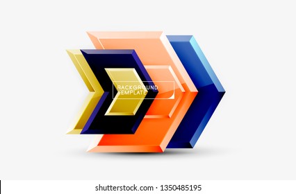 Abstract glossy techno arrows background, vector illustration