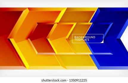 Abstract glossy techno arrows background, vector illustration