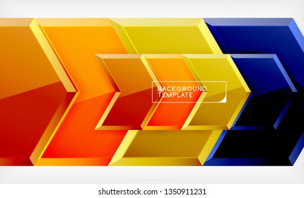 Abstract glossy techno arrows background, vector illustration