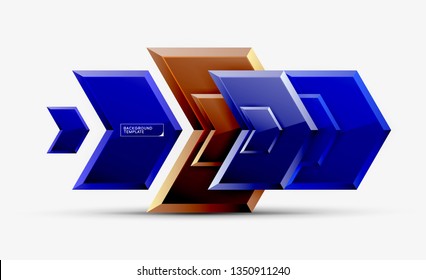 Abstract glossy techno arrows background, vector illustration