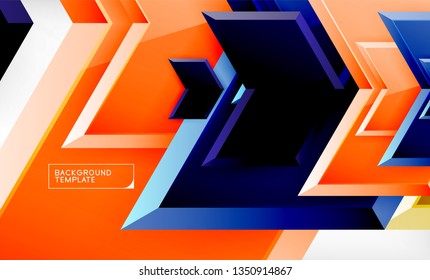 Abstract glossy techno arrows background, vector illustration