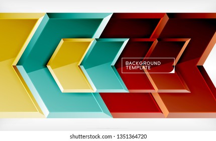 Abstract glossy techno arrows background, vector illustration