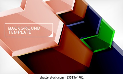 Abstract glossy techno arrows background, vector illustration