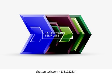 Abstract glossy techno arrows background, vector illustration