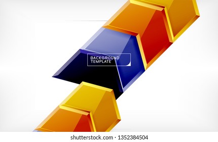 Abstract glossy techno arrows background, vector illustration