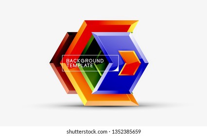 Abstract glossy techno arrows background, vector illustration