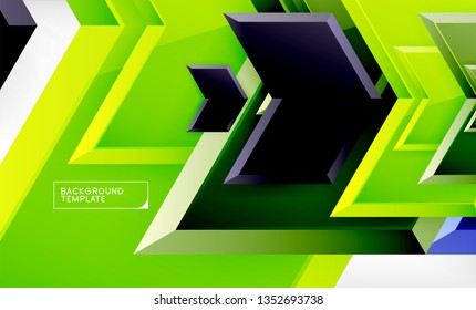 Abstract glossy techno arrows background, vector illustration