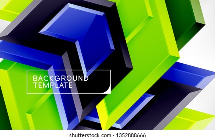Abstract glossy techno arrows background, vector illustration