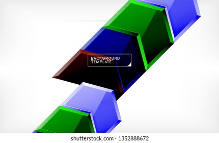 Abstract glossy techno arrows background, vector illustration