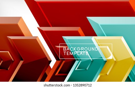 Abstract glossy techno arrows background, vector illustration