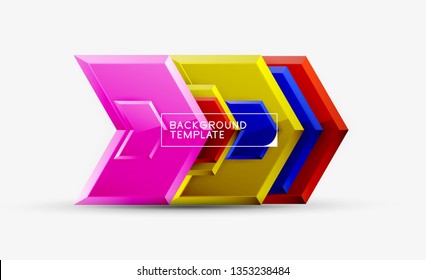 Abstract glossy techno arrows background, vector illustration