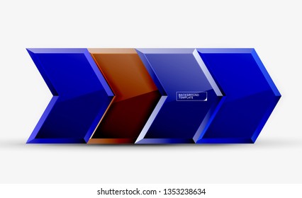 Abstract glossy techno arrows background, vector illustration