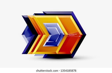 Abstract glossy techno arrows background, vector illustration