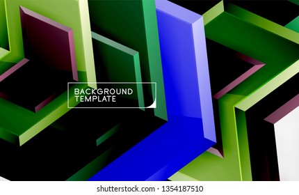 Abstract glossy techno arrows background, vector illustration