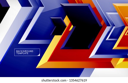 Abstract glossy techno arrows background, vector illustration