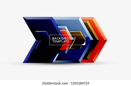 Abstract glossy techno arrows background, vector illustration