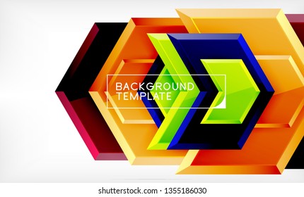 Abstract glossy techno arrows background, vector illustration