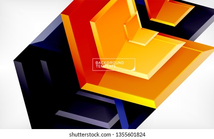 Abstract glossy techno arrows background, vector illustration