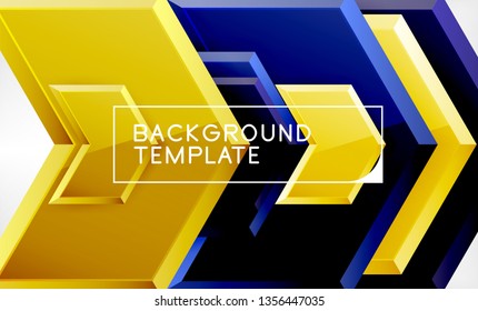 Abstract glossy techno arrows background, vector illustration