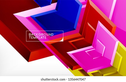 Abstract glossy techno arrows background, vector illustration