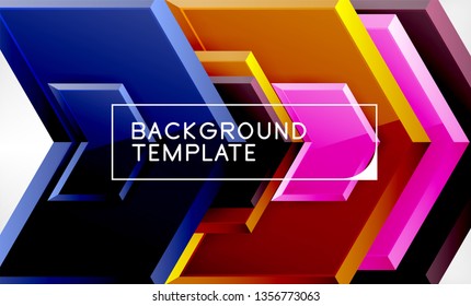 Abstract glossy techno arrows background, vector illustration