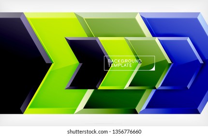 Abstract glossy techno arrows background, vector illustration