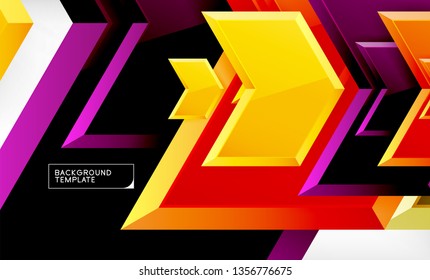 Abstract glossy techno arrows background, vector illustration